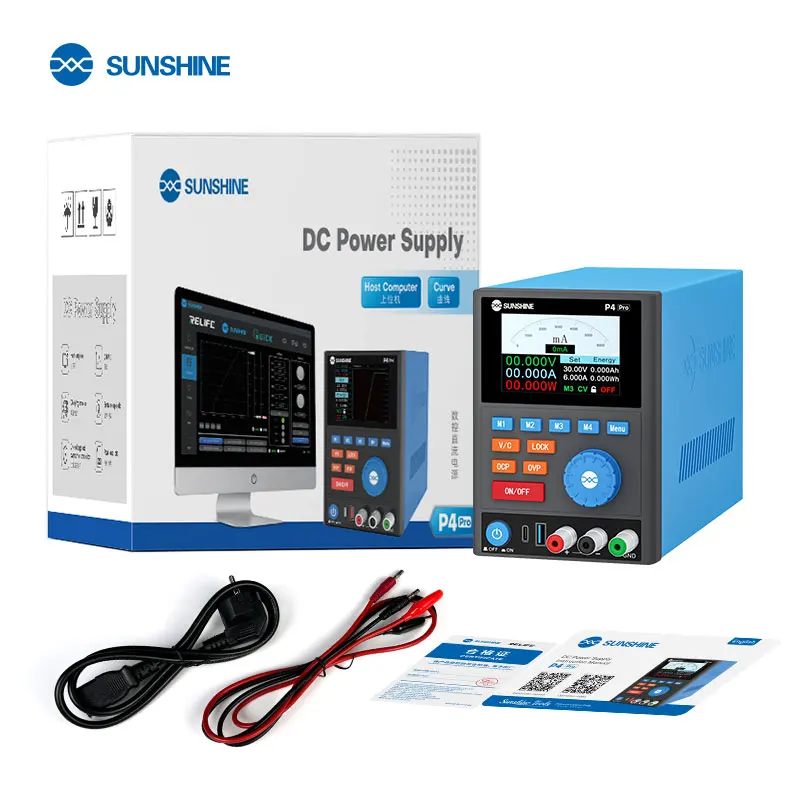 SUNSHINE P4 Pro Smart Regulated Power Supply 30V6A Dual Port Charging for Computer Phone Charging Testing Repair Protection