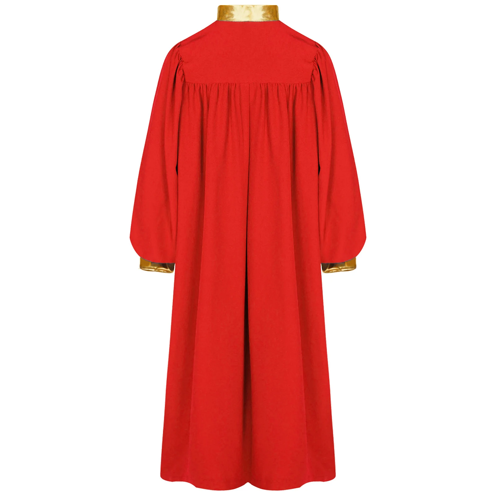 Girls Church Choir Worship Robe Graduation Gown Halloween Party Cosplay Costume Long Sleeve Color Block Stand Collar Zipper Robe