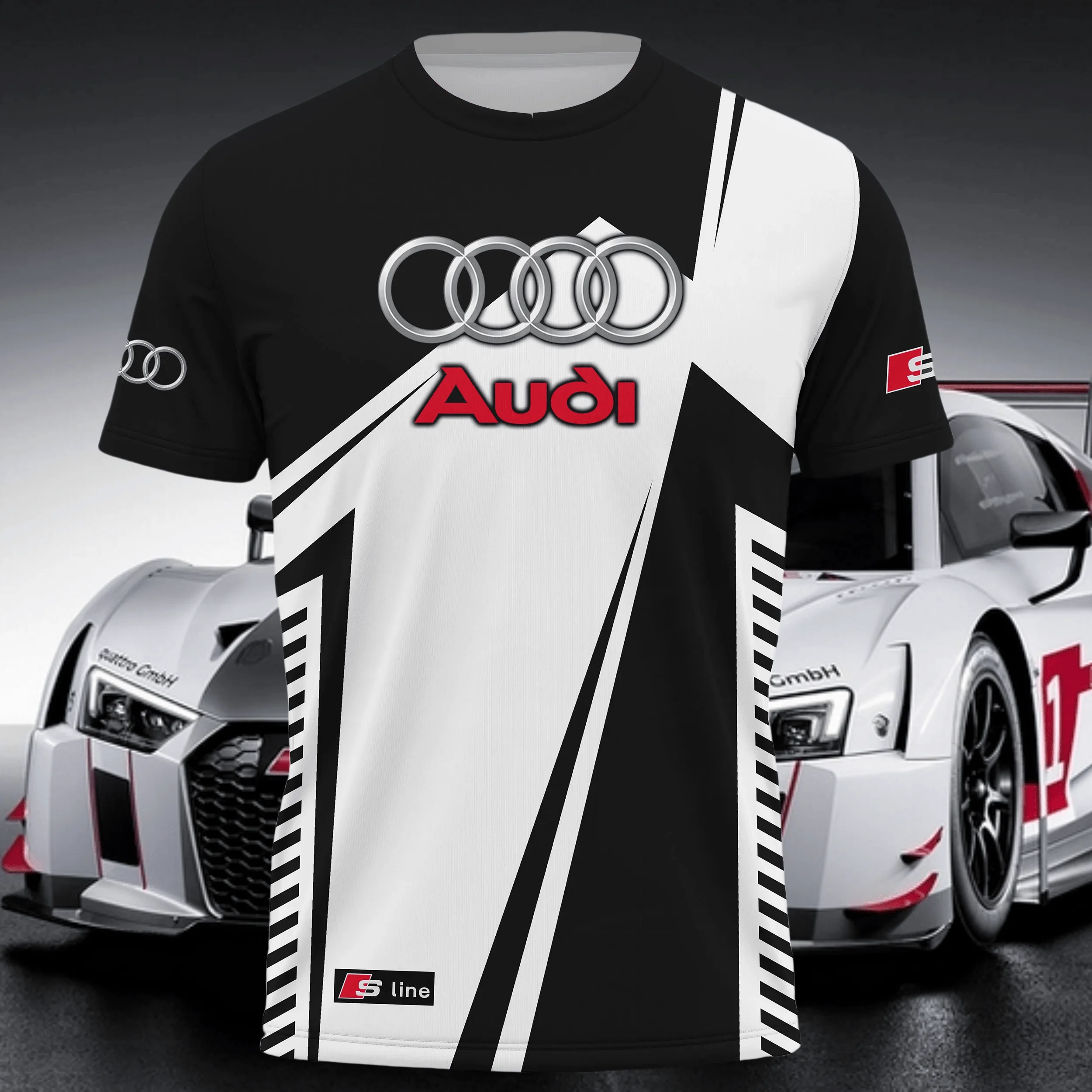 

2025 Summer Audi Motorcycle Men's Quick-drying T-shirt Cycling Suit Racing Suit Short-sleeved Casual Breathable Fashion Y2K