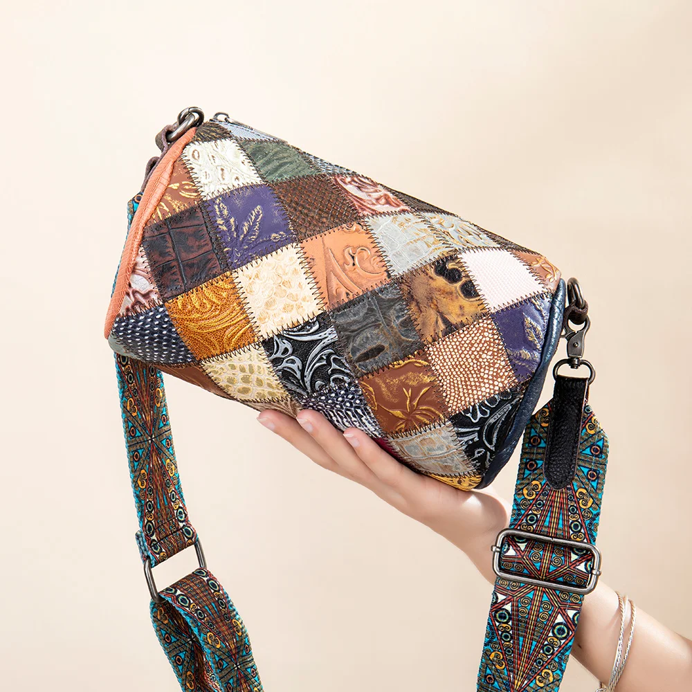 

New In Women's Bag Real Leather Patchwork Shoulder Bag For Female Ceossbody Bags Ladies Vintage Luxury Designer Handbag