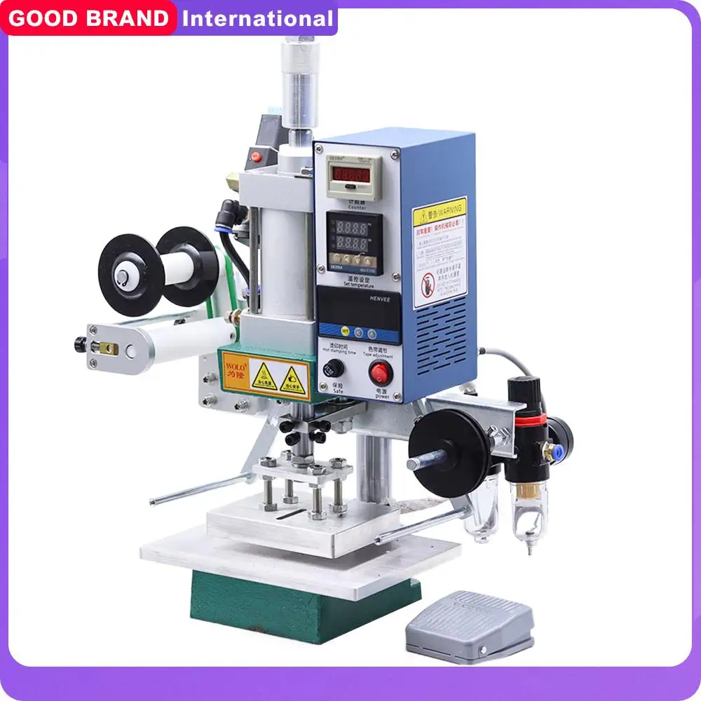 Desktop Pneumatic Hot Foil Stamping Machine Business Card Leather Bronzing Embossing Equipment For PVC Card Paper Wood Press