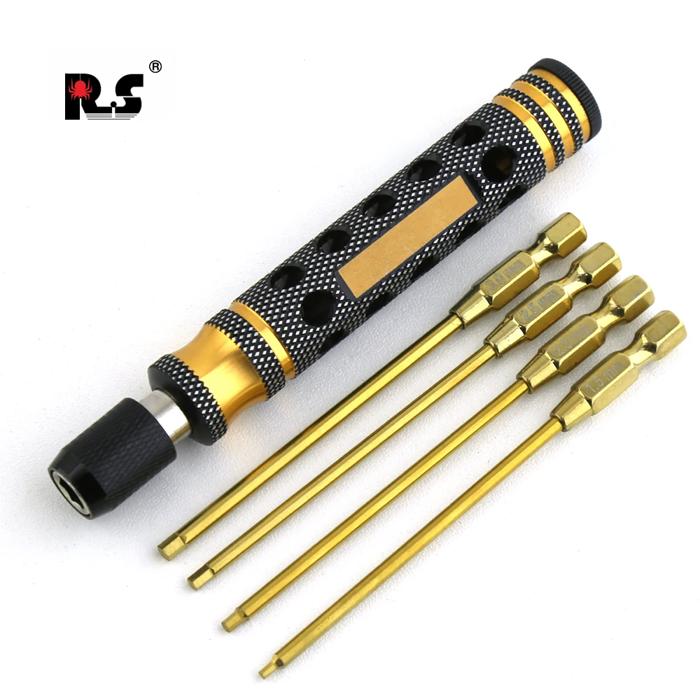 

RS RC Hexagon Screwdriver 1.5 2.0 2.5 3.0mm Quick Change Allen Key Hex Screws Wrench Tool for RC Car Crawler SCX10 Boat Model