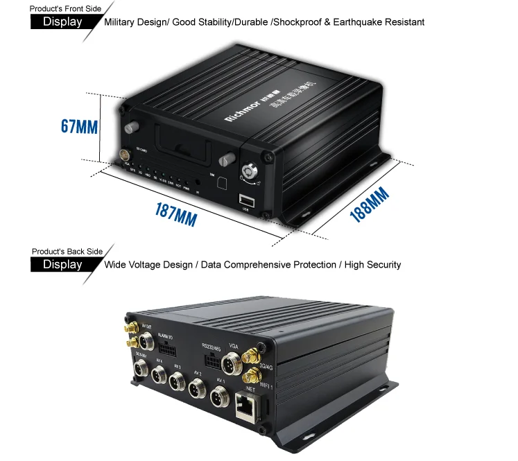 Richmor Hard Disk MDVR 4 Channel AHD 1 Channel IP Vehicle 4G Mobile DVR HDD MDVR