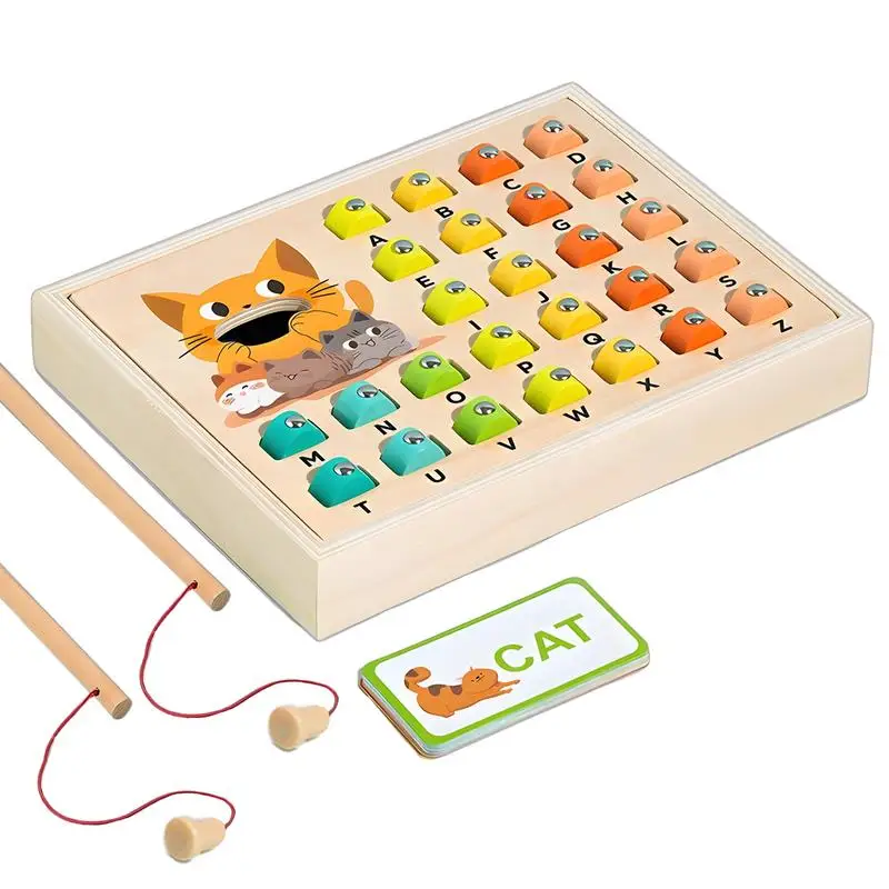 Wooden Fishing Toy with Numbers for Kids, Habilidades Motoras Finas, Cor e Forma, Classificador, Número, Classificando Puzzle, Educacional