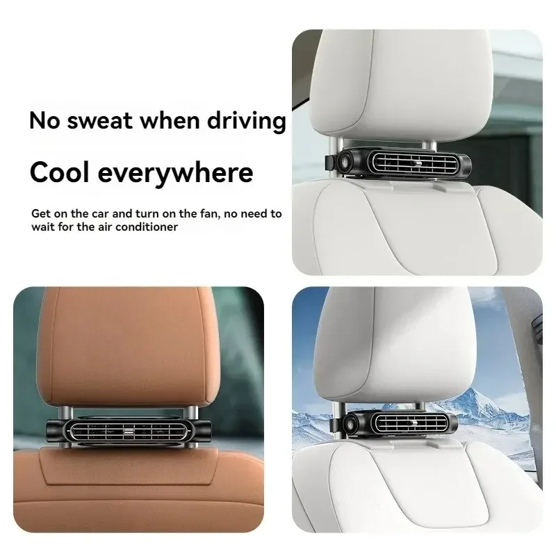 Car Headrest Cooling Air Fan 3 Speeds Adjustable Seat Headrest Fan USB Powered Car Seat Cooling Fan Summer Car Accessories