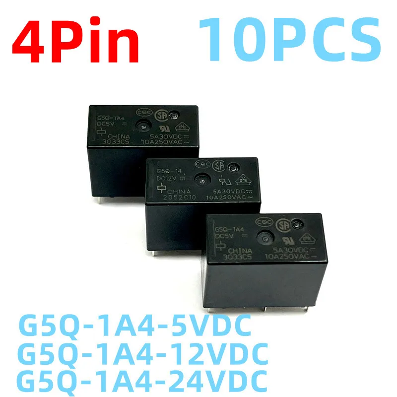 New 10PCS Relays G5Q-1A4-DC5V G5Q-1A4-DC12V G5Q-1A4-DC24V 4Pin 5A 30VDC