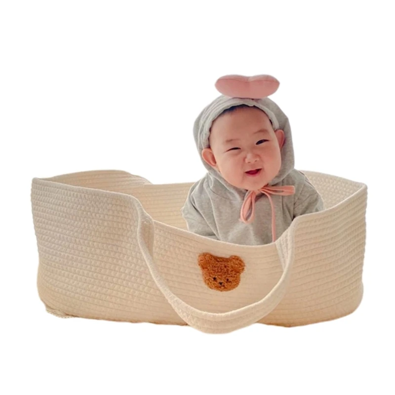 Portable Newborn Bed Out Sleeping Basket Fence Infant Photo Prop Storage Basket