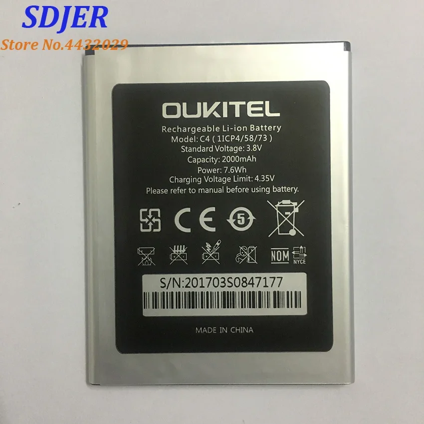 

Oukitel C4 Battery 100% Original 2000mAh Backup Replacement For Mobile Phone