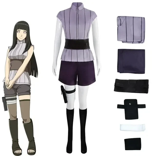 Disfraz de Cosplay de Hinata Hyuga Shippuden Generación 2026: Camisa, Pantalones, Cinturón, Peluca para Halloween y Carnaval