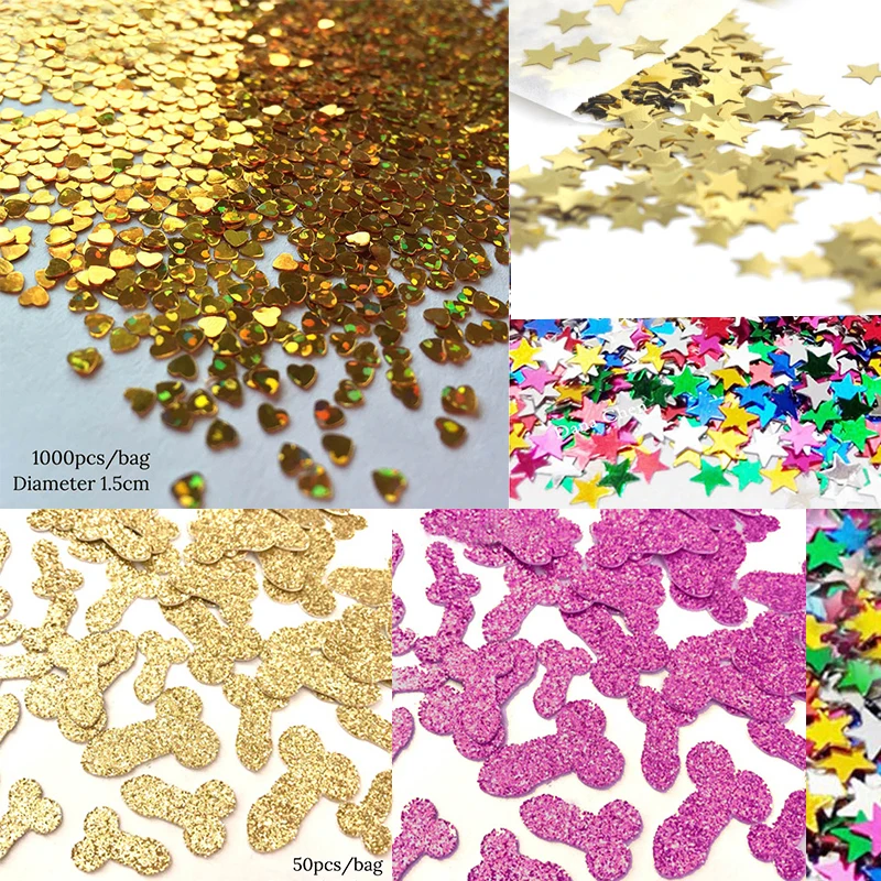 Wedding Decoration Golden Heart Star Confetti Scatter DIY Accessories Crafts Sequin Birthday Bachelor Party Table Supplies