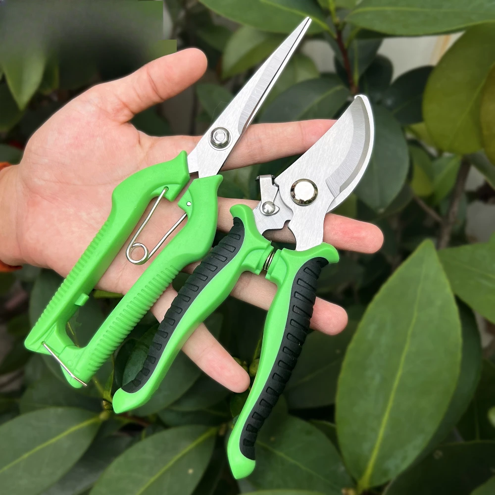 1 Set Gunting Taman Gunting Pemangkas Bypass Tajam Cabang Tebal Pohon Batang Bunga Gunting Manual untuk Berkebun