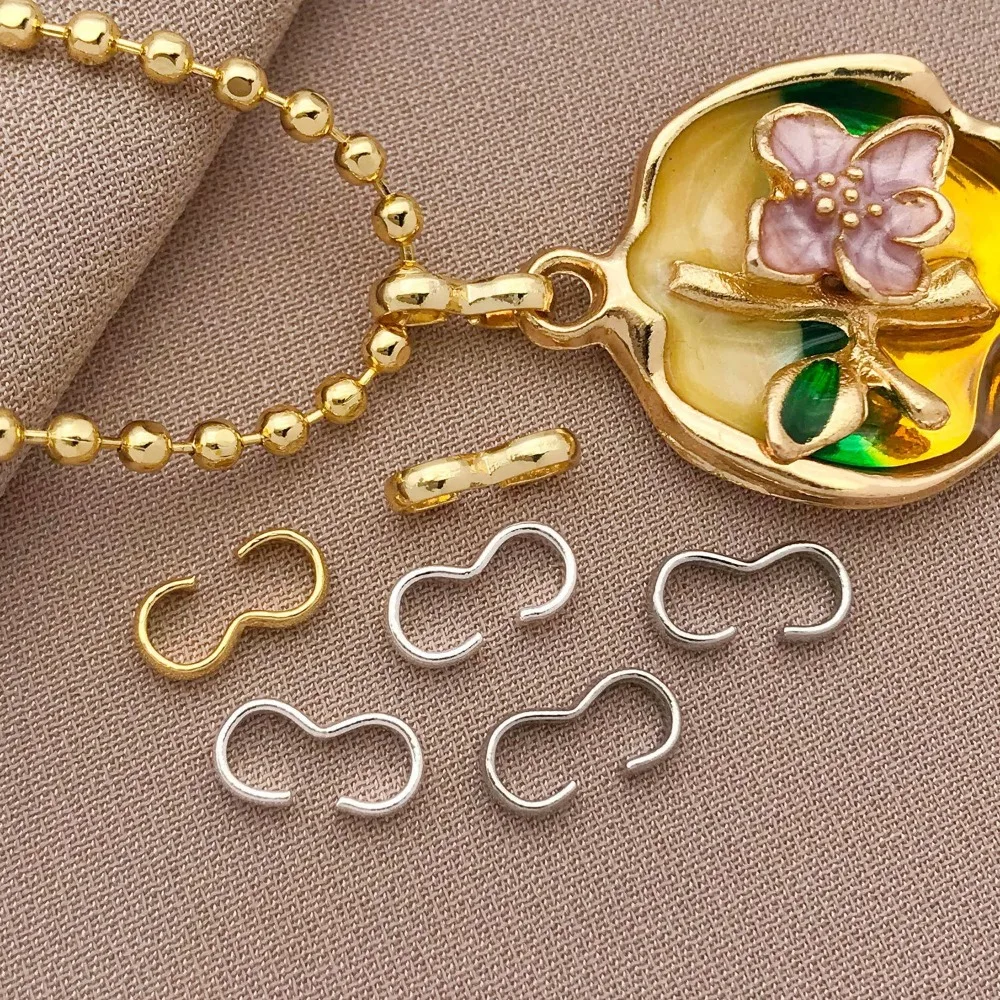 10 шт., 18 К, медная пряжка с 3 символами, натуральное золото, ювелирные аксессуары «сделай сам», открытая толстая серебристая соединительная пряжка