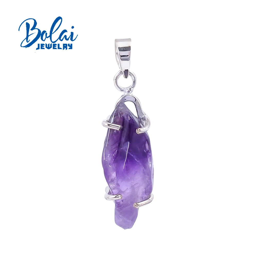 

925 Sterling silver handmade natural amethyst Rough gemstone pendant with unique design for daily wear fine jewelry