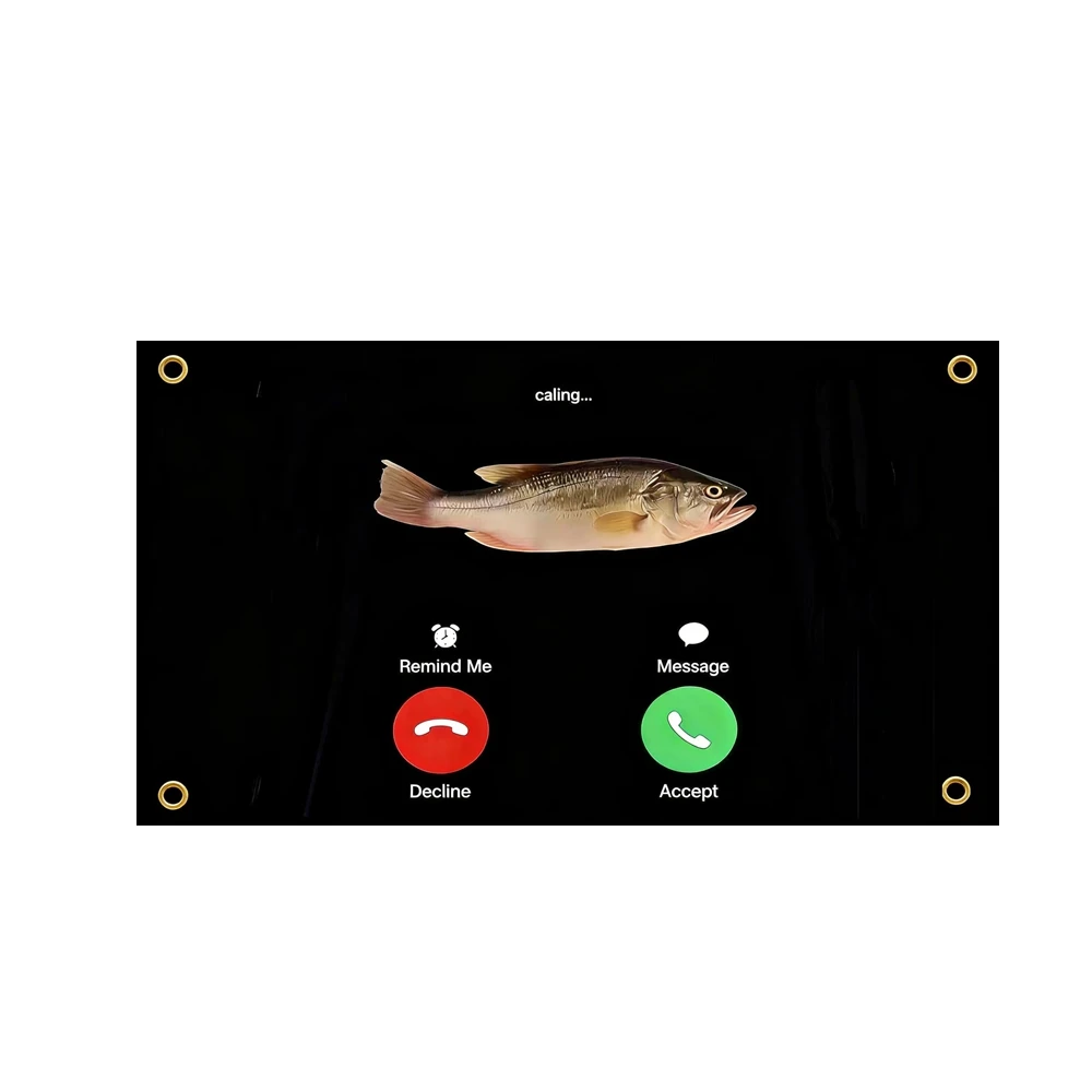 

Funny Bass Fish Calling Meme Flag 2x3ft 3x5ft Polyester Vivid Print Novelty Banner for Bedroom Dorm Man Cave Fishing Decor