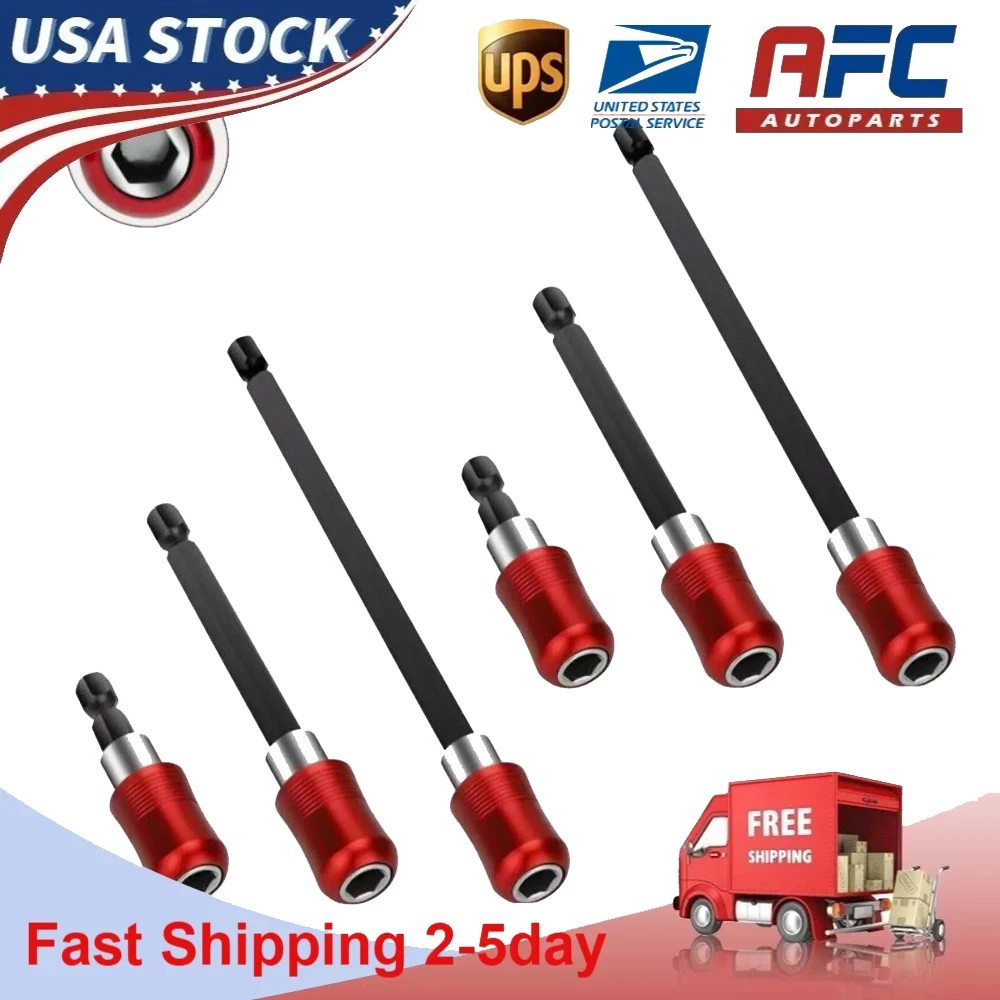 

6PCS 1/4 Hex Shank Extension Quick Release Self-Locking Connect Rod Red Screwdriver Head Extension Rod Holder Drill Bit Tool Set