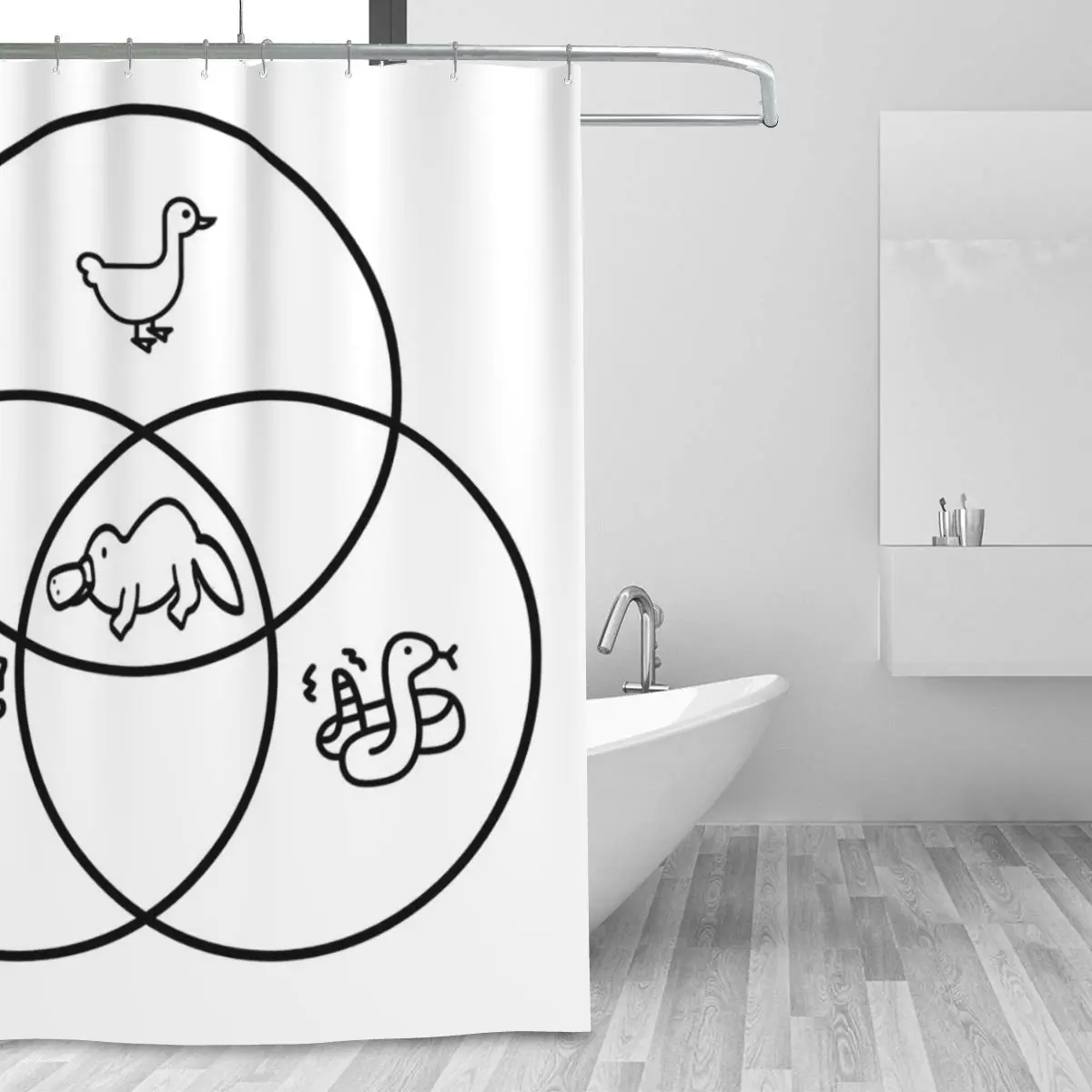 Beaver Duck Rattlesnack Intersection Platypus Math Teacher Black Text Shower Curtain Bathroom Bath Curtains with Hooks