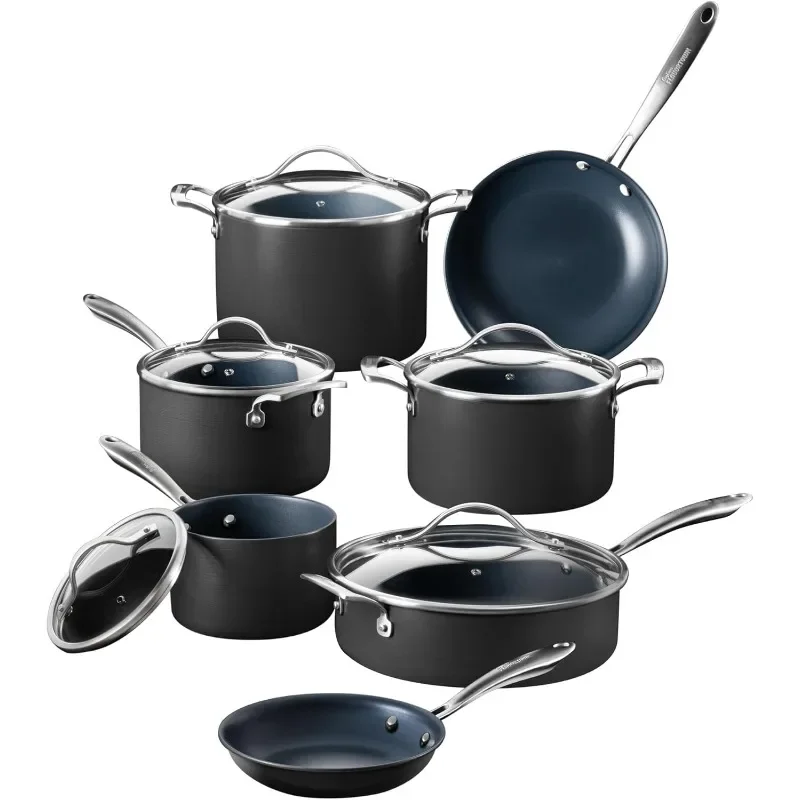 Laser Titanium 12 Piece Set - Non-stick Cookware Set Without PFAS, PTFE, or PFOA, 3x More Durable, Dishwasher Safe, Oven Safe