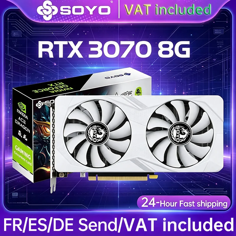 SOYO Neue Gaming-Grafikkarten NVIDIA GeForce RTX 3070 8 GB GDDR6 256 Bit Desktop-GPU-Grafikkarte Computerkomponenten RTX3070