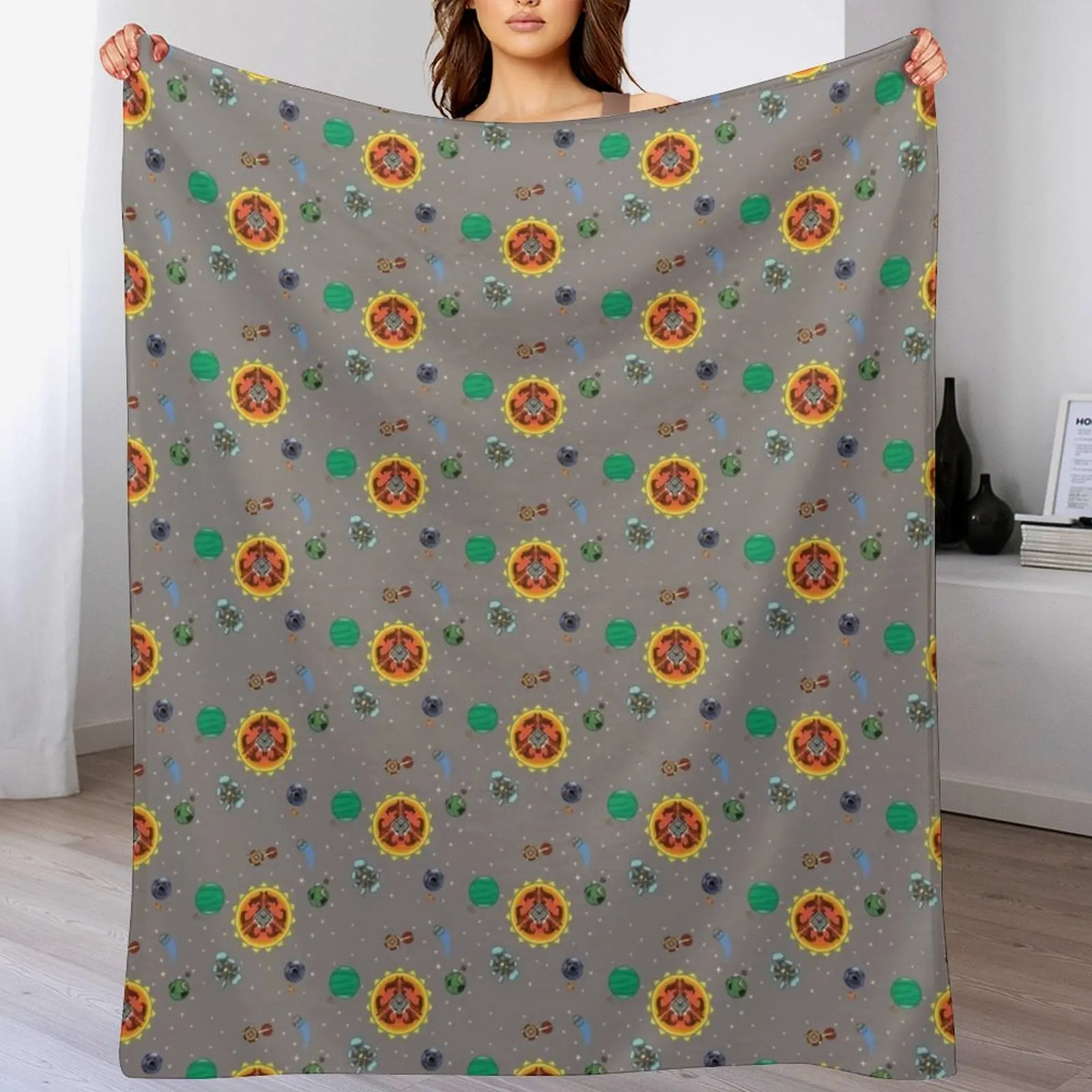 Hearthian Solar System Tri-blend Throw Blanket Decorative Beds Heavy Blankets