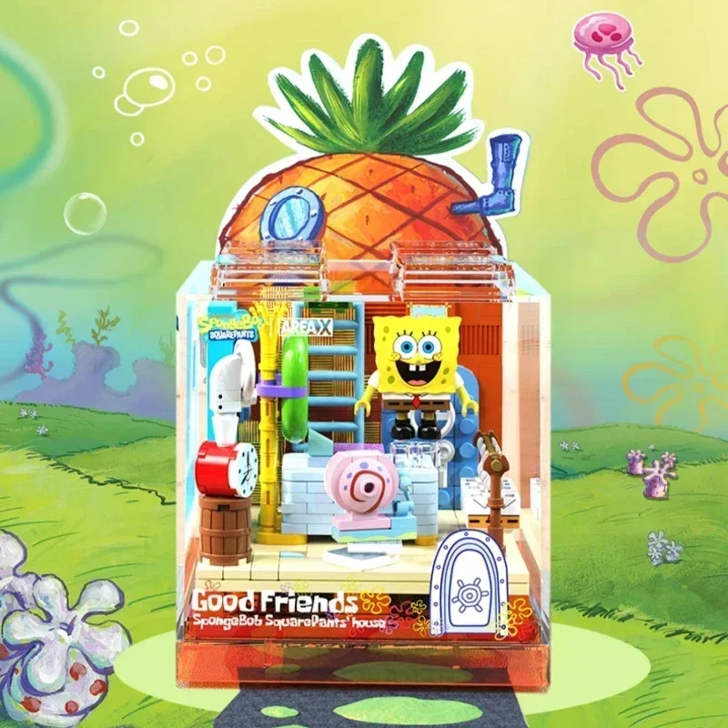 Spongebob Serie Bausteine Box Patrick Star Krusty Krab Thaddäus Tentakel Zimmer Modell Zusammengebaute Spielzeug Ornamente kinder Geschenk