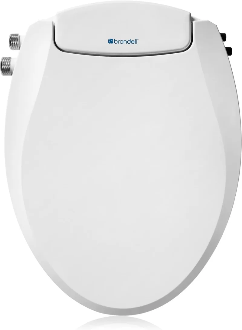 Brondell Bidet Toilet Seat, Non-Electric Swash Ecoseat, Fits Elongated Toilets, White - Dual Temperature, Dual Nozzle System