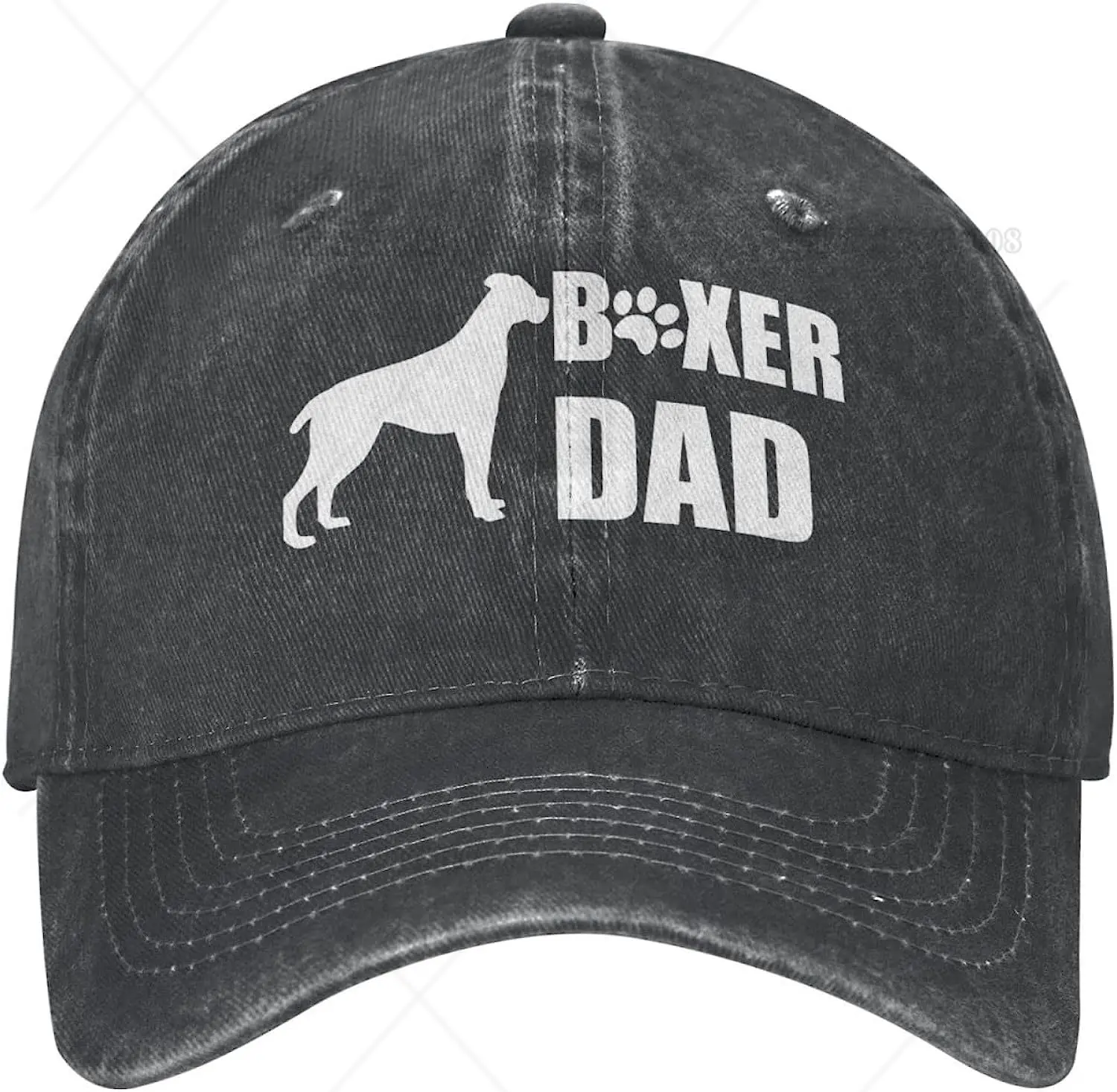 Mens Dog Boxer Dad Ever Baseball Caps Vintage Denim Distressed Snapback Hats Four Seasons Casual Unisex One Size