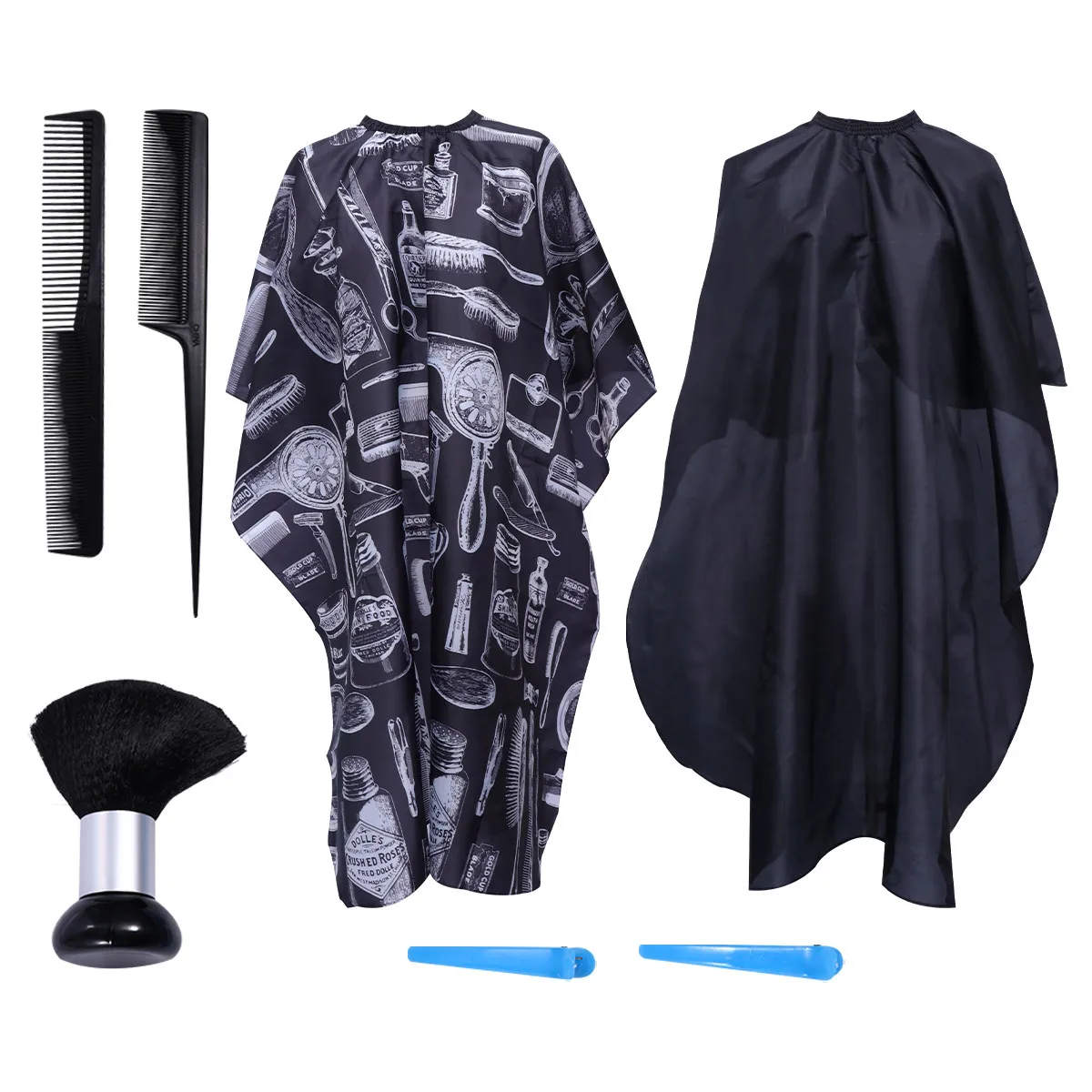 

7pcs Hair Set Cape Comb Clip Brush Professional Professional Barber Suit Barber Suit Home Salon Machine Washable Long Hair