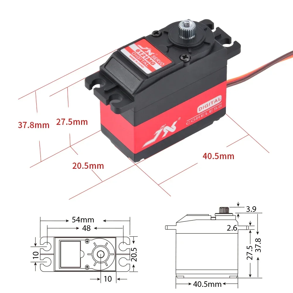 JX PDI-6121MG Servo digitale 21KG 6V, ingranaggio in metallo impermeabile per aereo RC/elicottero/auto/robot, controllo della coppia elevata