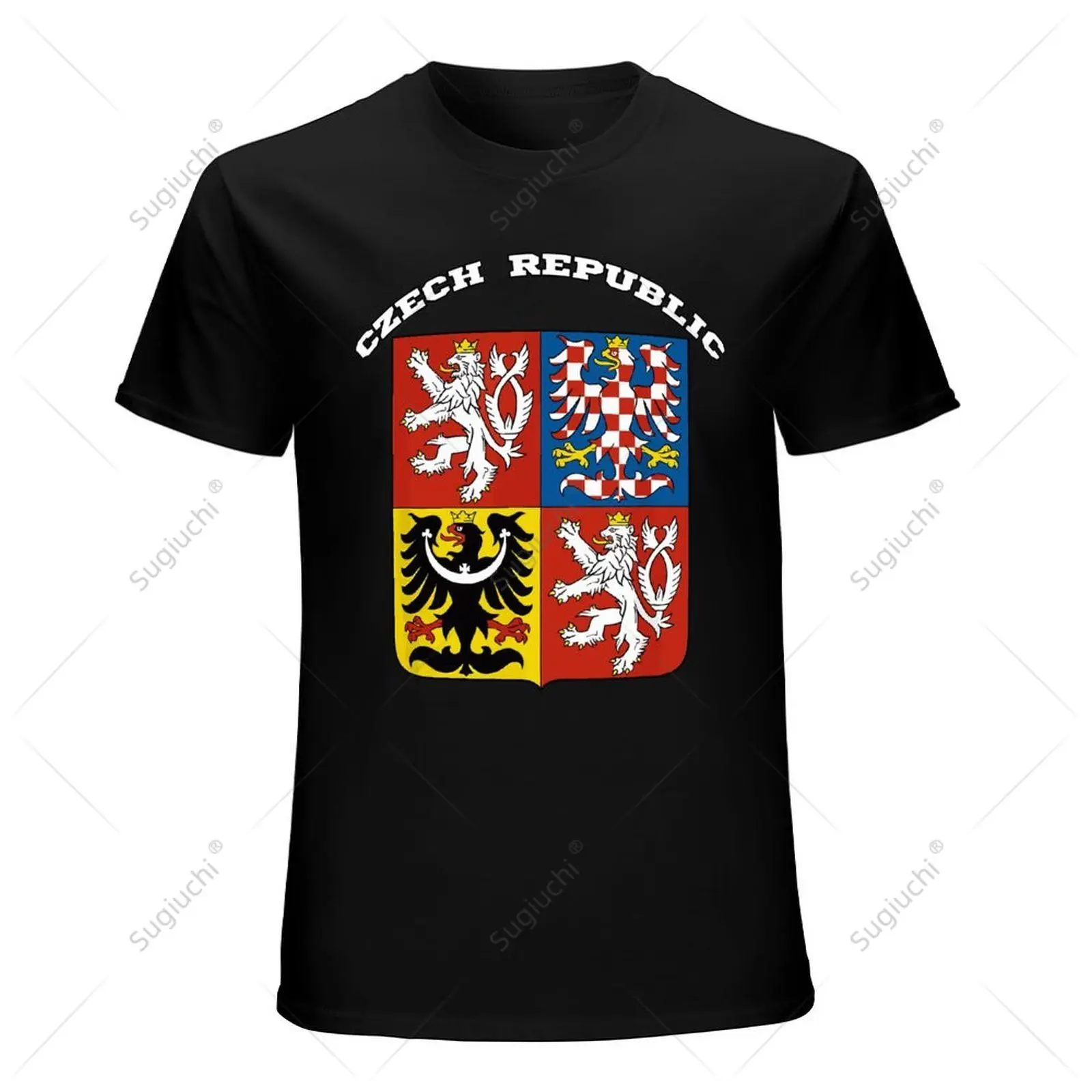 Unisex Men Czech Republic Coat of Arms Tee Flag Souvenir Prague Tshirt Tees T Shirts Women Boys 100% Cotton T-Shirt view 3