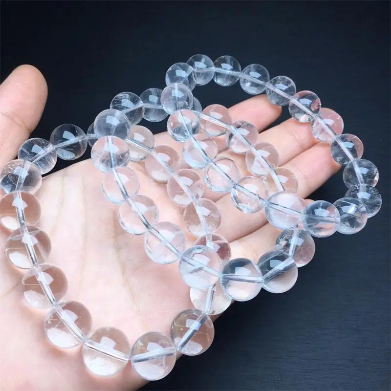 14MM Natural Clear Garden Quartz Bracelet Women Fashion Round Stone Elegant Healing Strand Wristband Gift 1PCS