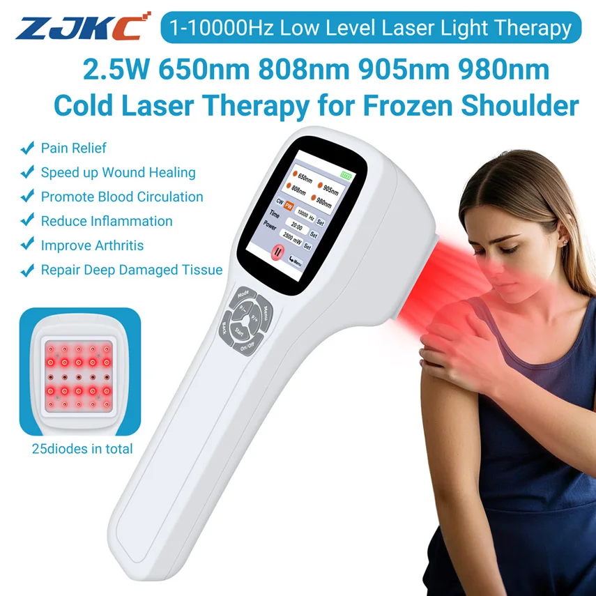 

Touchscreen 0-2500mW Cold Laser Therapy Device Red Light Treatment for Back Neck Joint Pain Relief 650nm 808nm 905nm 980nm