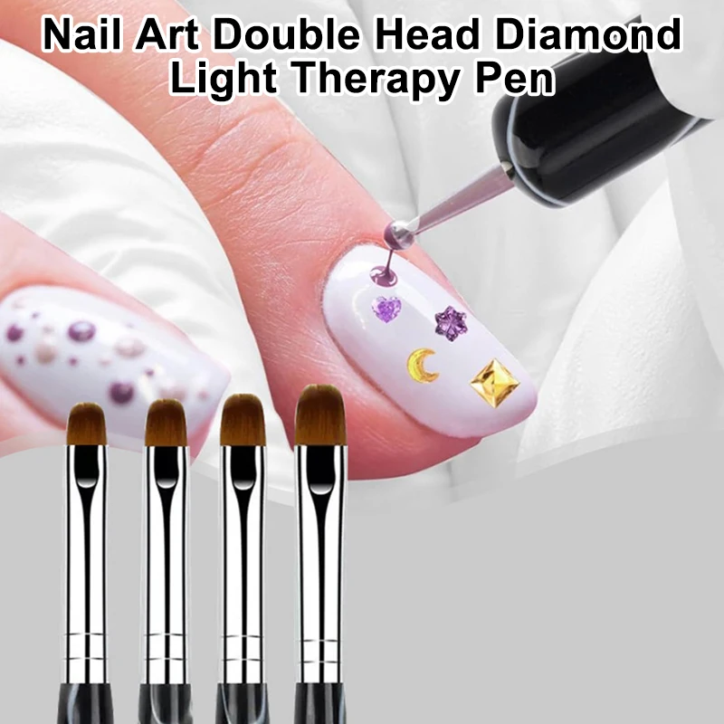 1/4 PCS French Nail Art Brush Dual End Nail Art Dotting Pen Acrylic Drawing Rhinestone Gel Painting Wooden/Acrylic Handle