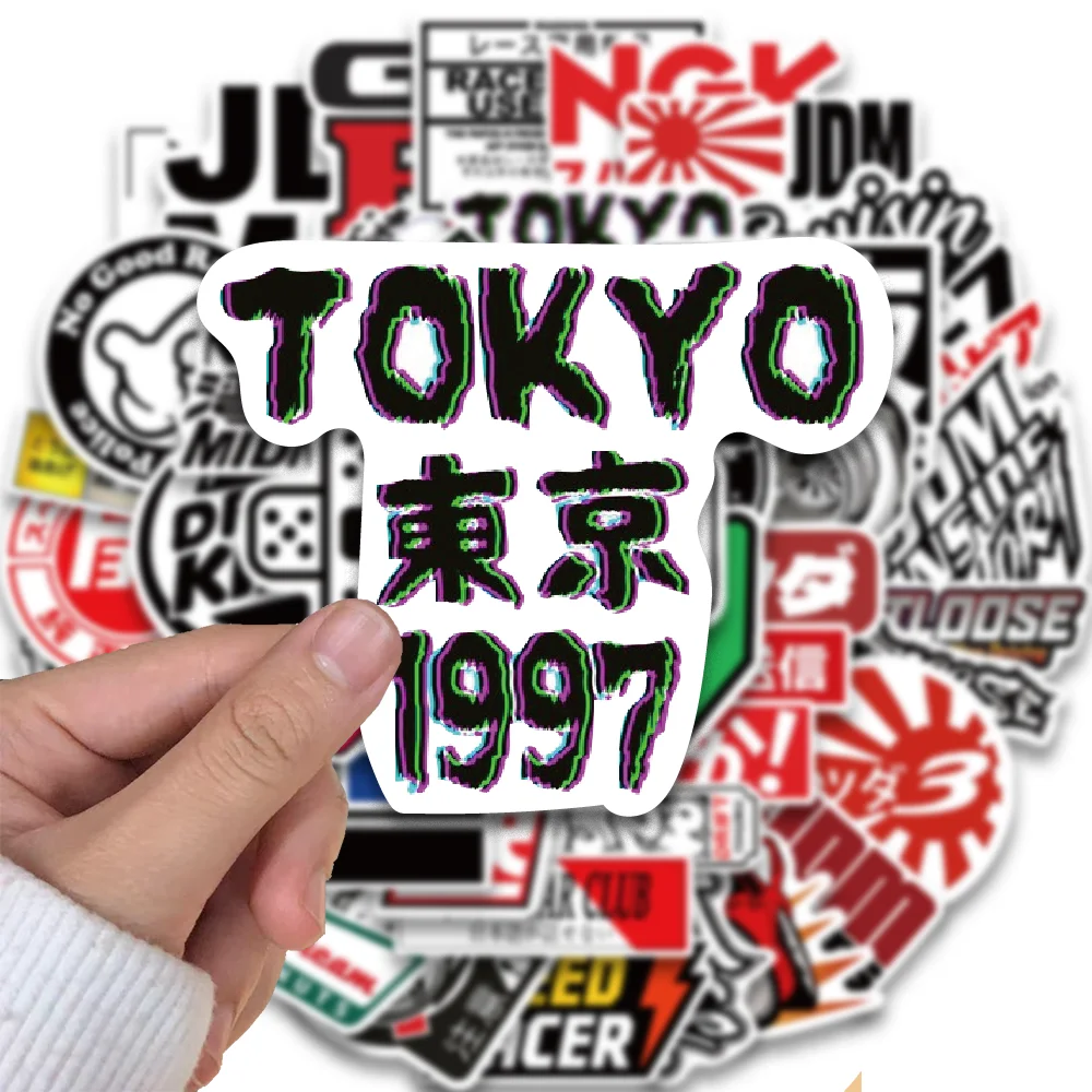 50pcs Gothic Japanese Street JDM Stickers for Helmet Laptop Luggage Skateboard Cartoon Tokyo Graffiti Waterproof Decals