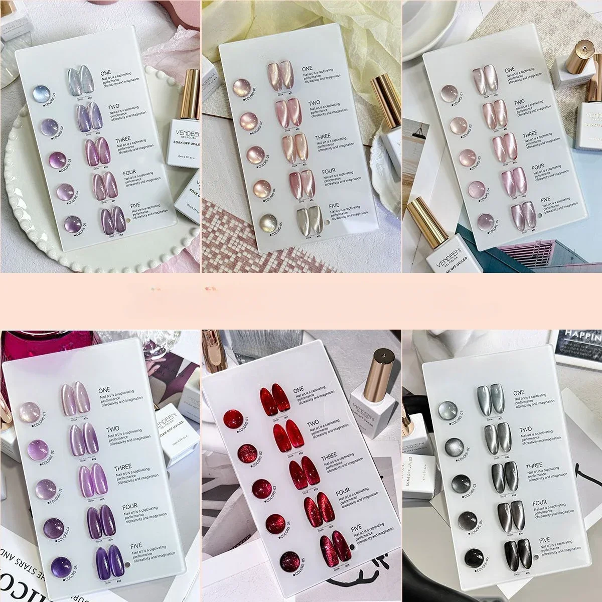 

5 Colors Magnetic Cat Eye Nail Gel Polish Set Pink UV LED Soak Off Gel Varnish Crystal Cat Eye Nail Gel Varnishes For Manicure