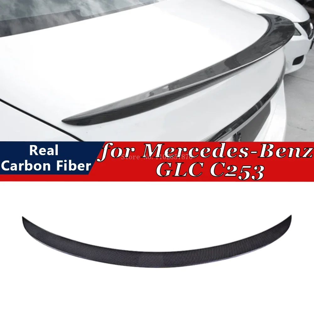 For Mercedes-Benz GLC C253 Copue 2016-2022 Real Carbon Fiber Rear Spoiler Bumper Lip Trunk Wing Boot Spoiler Body Kits