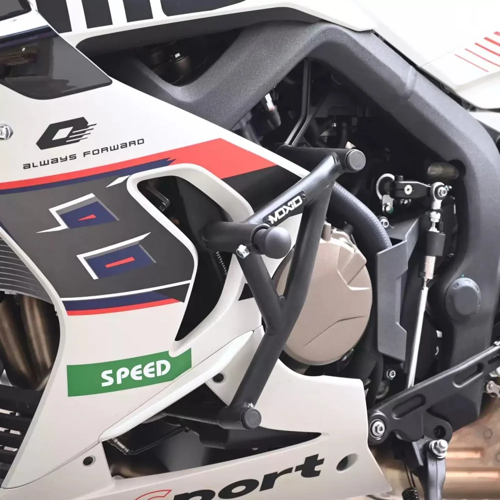 For QJMOTOR SRK800RS bumper, dual spring head shock absorber front guard, motorcycle racing bumper modification parts