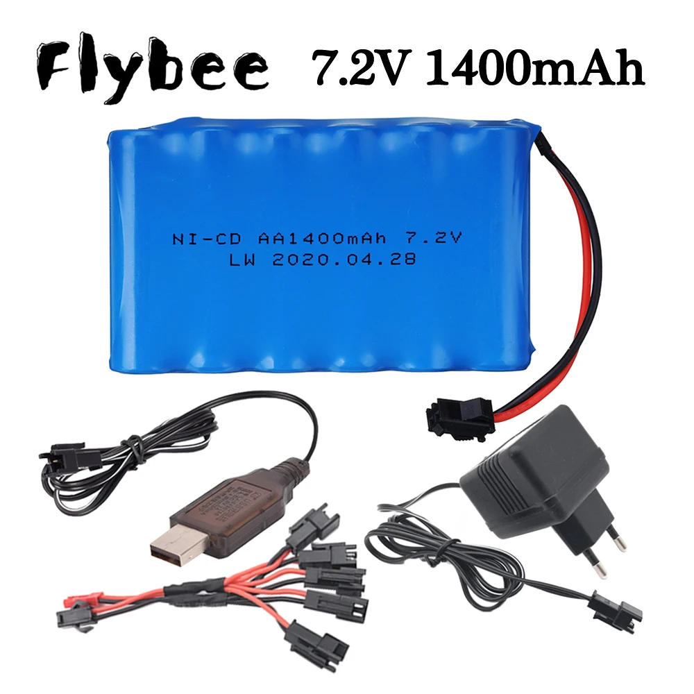 

7.2v 1400mAh NI-CD Battery + 7.2v Charger Sets For RC toys Car Tanks Trains Robot Boat Gun 7.2v 700mah AA Rechargeable Battery