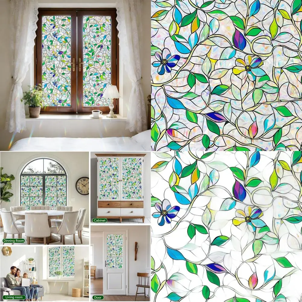 

Декоративная односторонняя пленка для витражных окон, радужный оттенок, идеально подходит для дверей ванных комнат, подходит для арендаторов