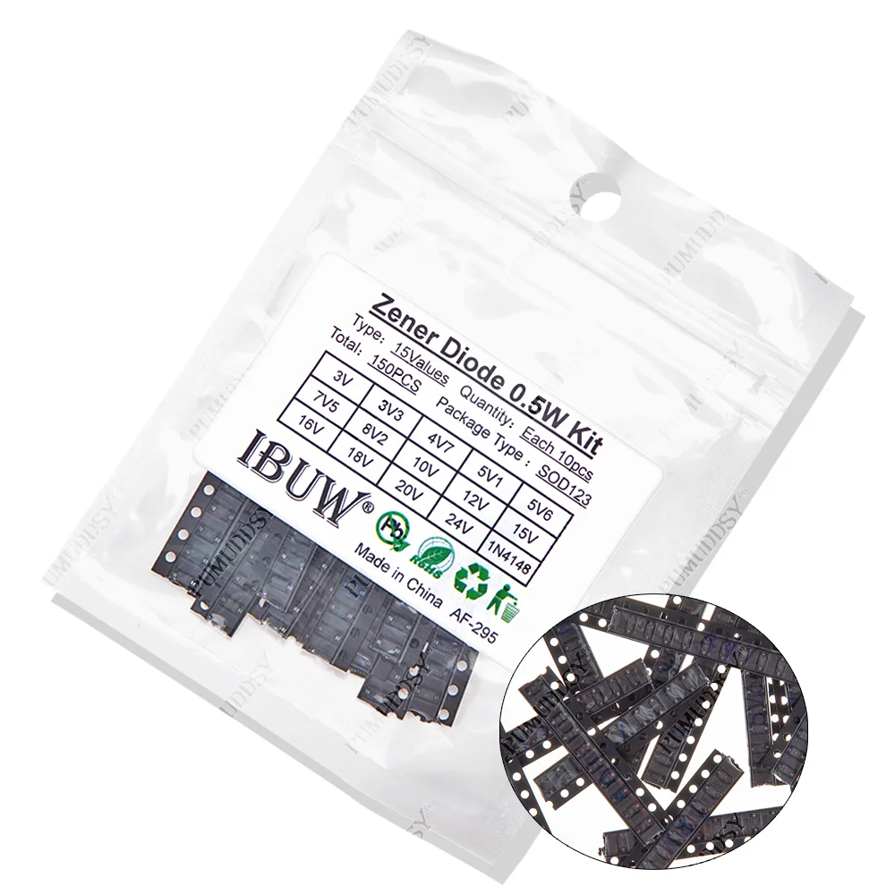 15values*10PCS=150PCS KIT SOD-123 1206 0.5W Zener diode SMD package pumuddsy