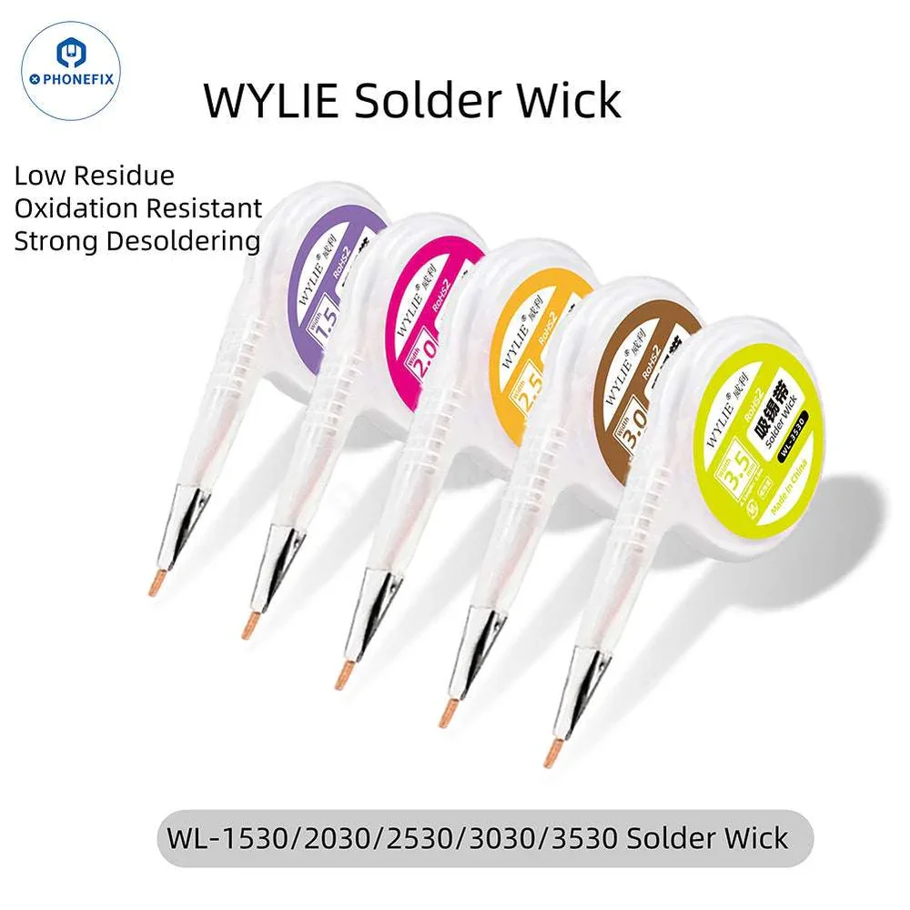

WYLIE паяльная проволока 1,5 мм 2,0 мм 2,5 мм 3,0 мм 3,5 мм фитиль для распайки с диспенсером для большого пальца для очистки олова, сварочного ремонта