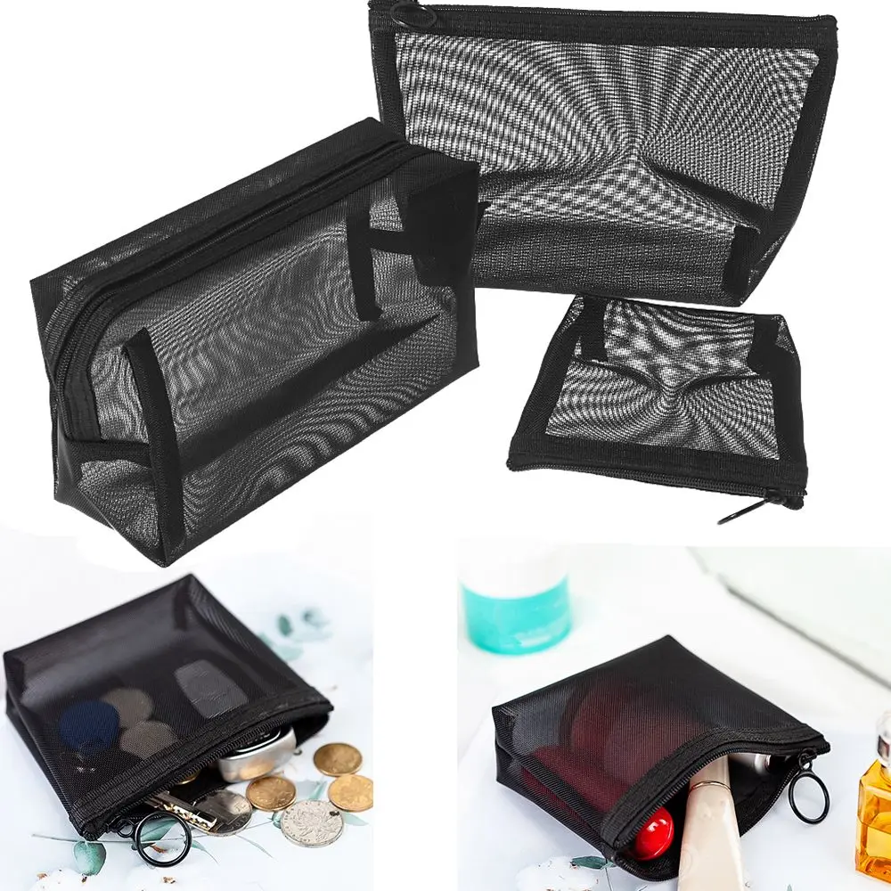 Women Toiletry Bag Storage Cosmetic Pouch Mesh Package Makeup Bags Travel Organizer