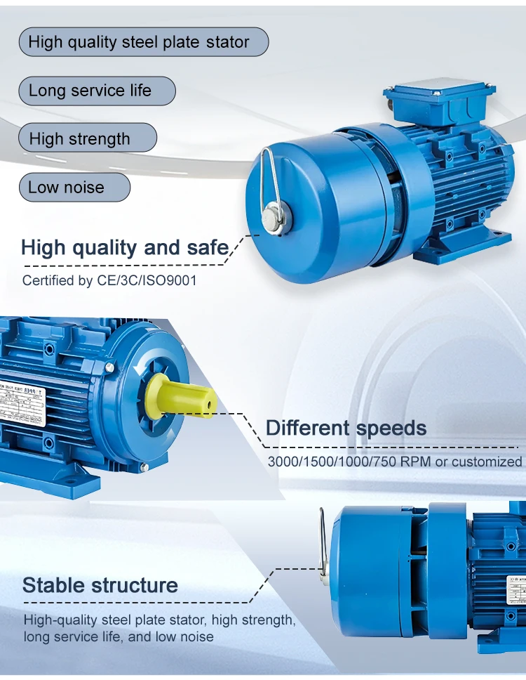 1.5kw  Series Electromagnetic-Brake  a Pole Variable 3 Phase Ac Motor