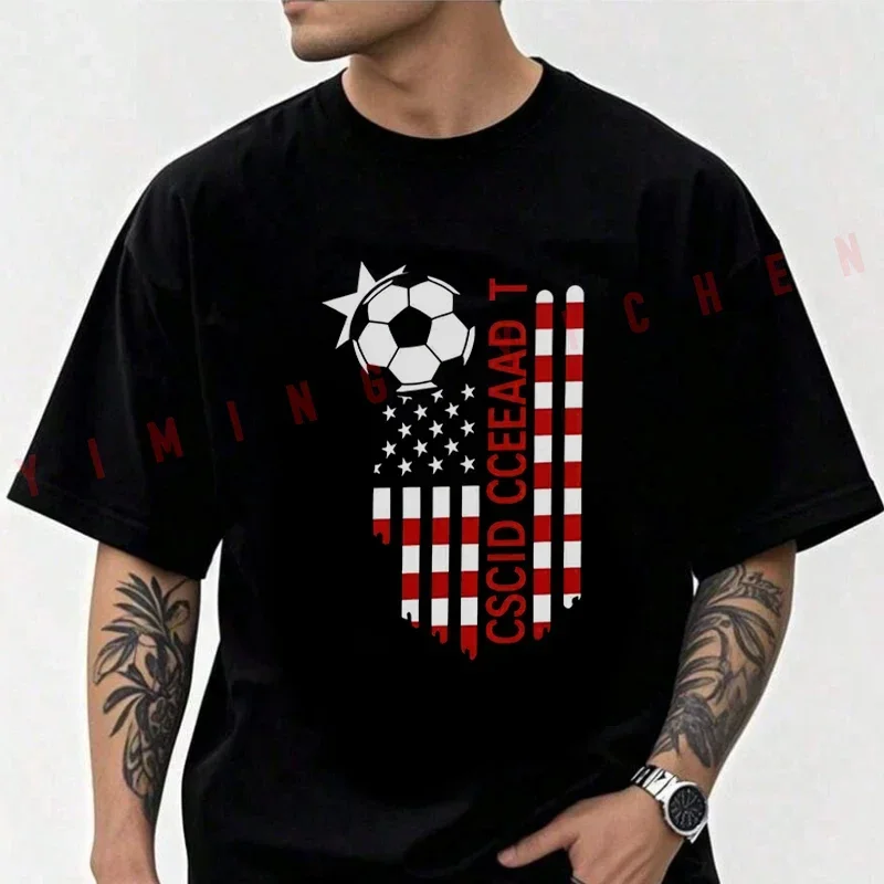 

Men T-shirt High Quality Funny Cotton Soccer Fan USA Canada Mexico Game Day Stadium Party Motorcycle Tee Casual O-neck Tops