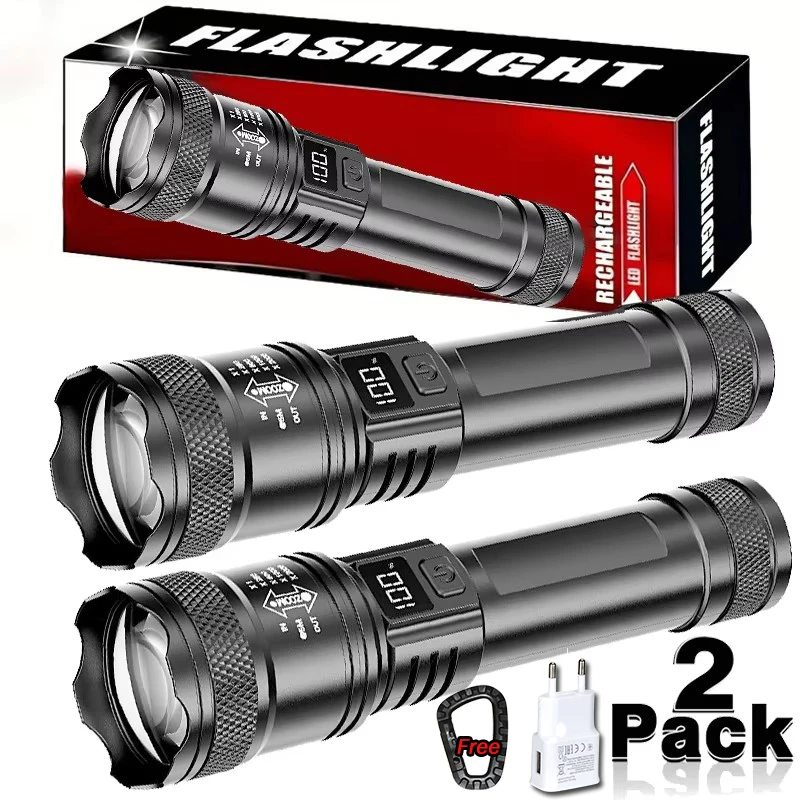 

Супермощный светодиодный фонарь с индикатором заряда батареи, USB-зарядкой, телескопическим зумом, для кемпинга, рыбалки и активного отдыха