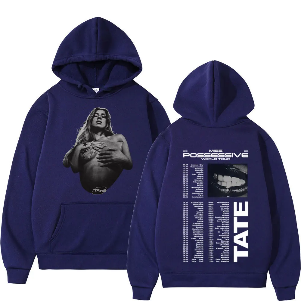Tate McRae Miss Possessive Tour 2025 Sudadera con capucha vintage para hombre y mujer, jersey estético de manga larga, sudaderas holgadas e informales
