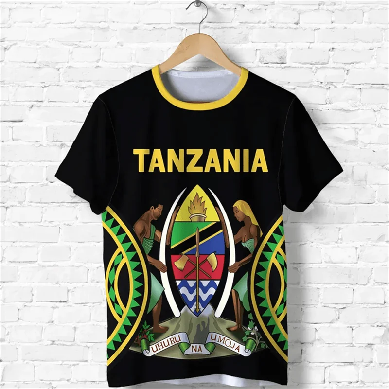 Tanzania Flag Map 3D Print T-shirt For Men Clothing Africa Country Tee Shirts National Emblem Tees Fashion Sportwear Male Tops