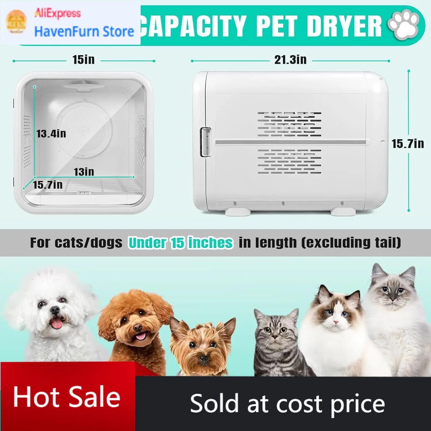 

Activity priceAutomatic Pet Hair Dryer Box,Powerful Motor Fans Blower for Cats and Small Dogs,360° Drying,Temperature Control,Se