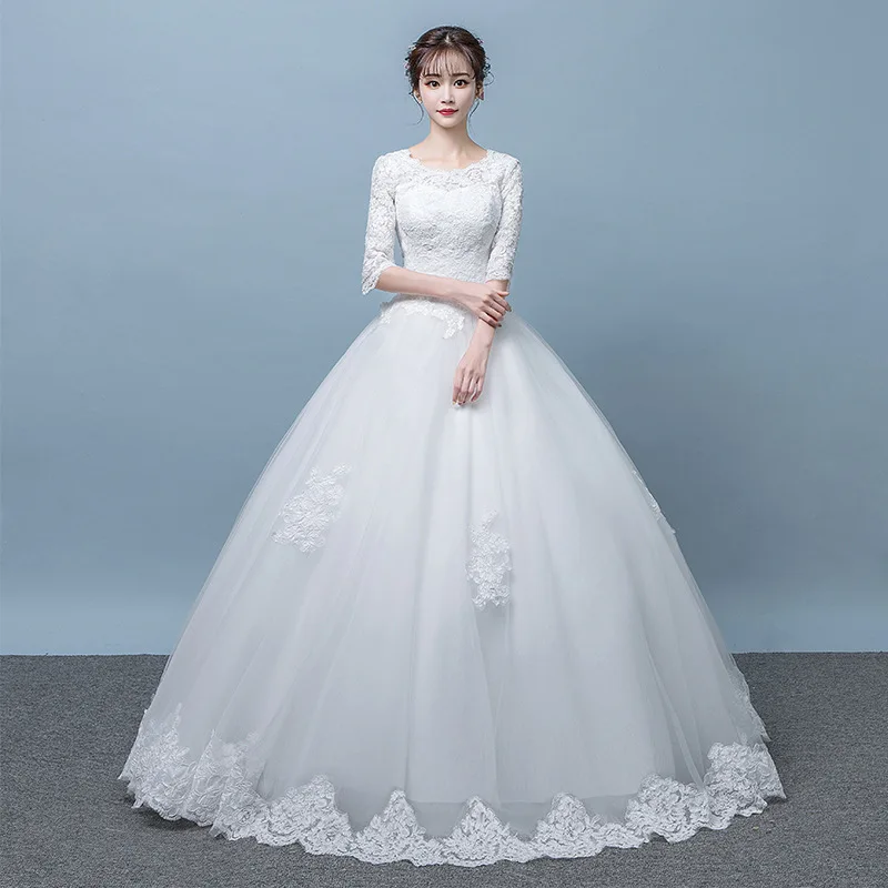 White Wedding Dress New Bridal Main Yarn off-Shoulder Floor-Length Simple and Thin Female Super Fairy Mori Style