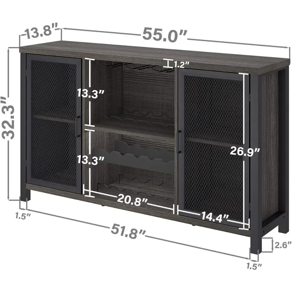 Mueble industrial para bar de vinos, mueble de café rústico para licores y vasos, aparador de cocina, buffet, comedor en casa de granja