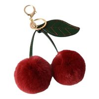 Fashion Fluffy Cherry Keychain Bag Pendant Multi-color Pompom Ball Keyring Fruit Cute Fur Ball Keychain Bag Hanging